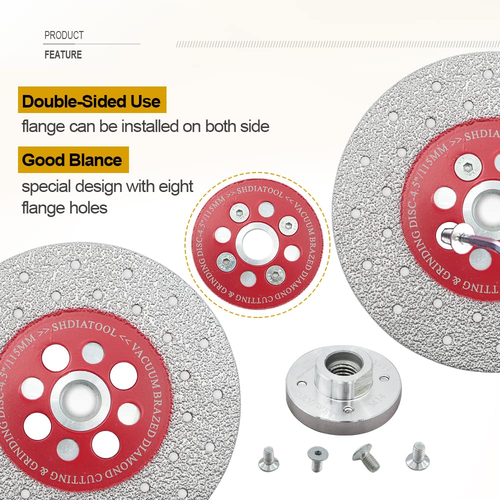 SHDIATOOL Disco Diamantato 2 Pezzi 115mm Doppia Faccia per Tagliare e Macinare Pietra Granito Marmo Piastrella