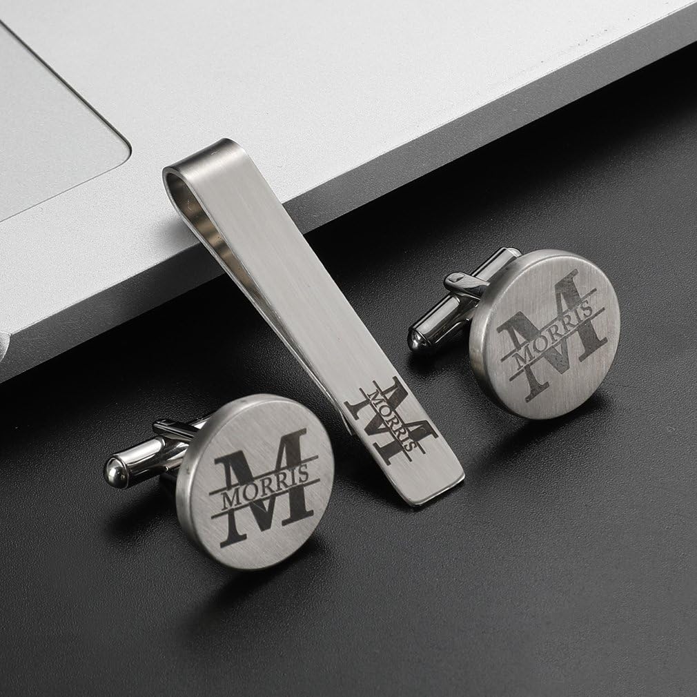 Cufflinks Wedding Engraved Groom Groomsman Father of the Bride Best Man Tie Clip Tack Bar ZUNON