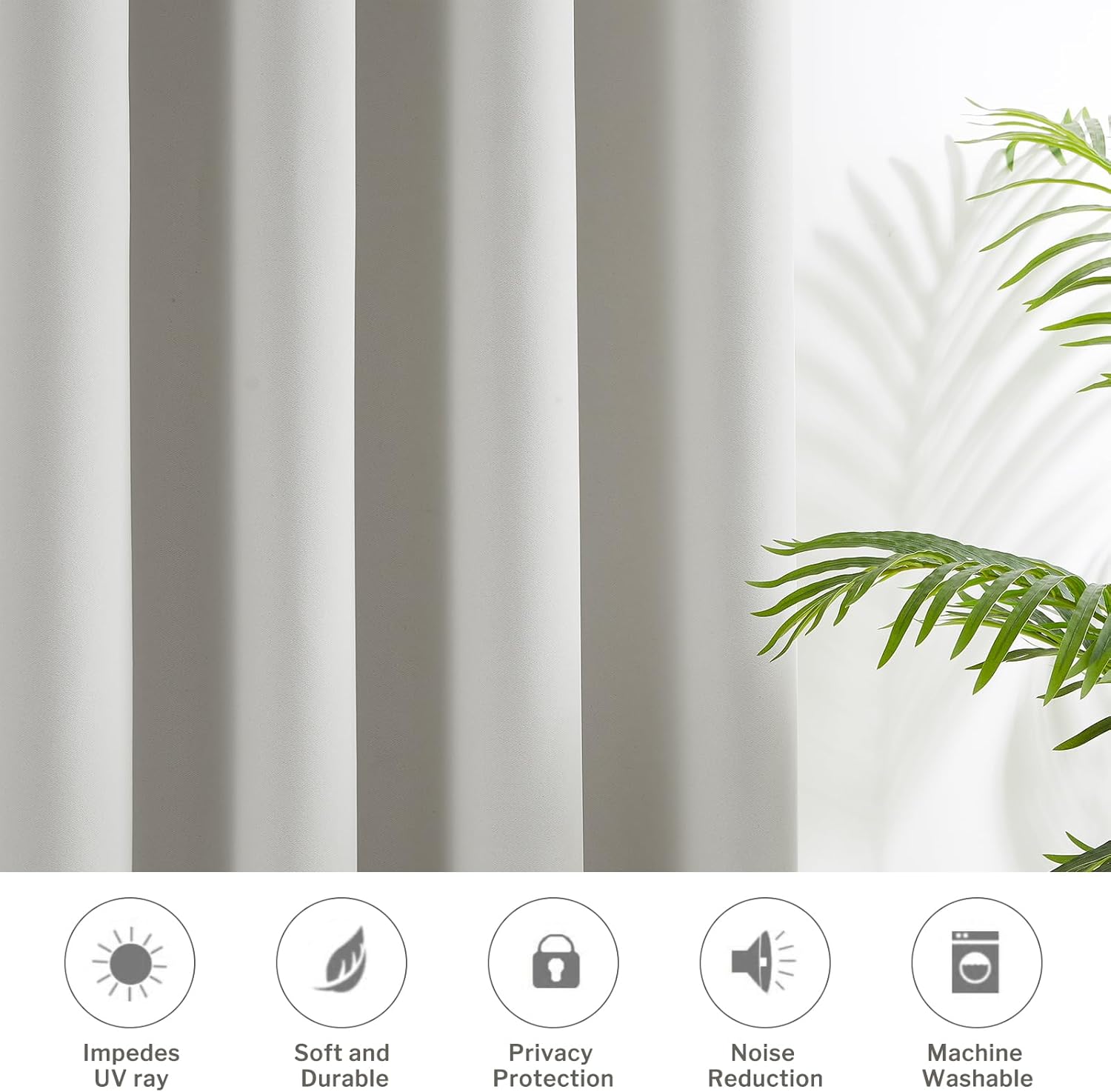 Melodieux Blackout Curtains for Bedroom Cotton Textured Curtains 96 inch Length 2 Panels Set Grommet Window Curtains for Living Room Thermal Insulated Privacy Blackout Drapes (Off White, 52 x 96 Inch)