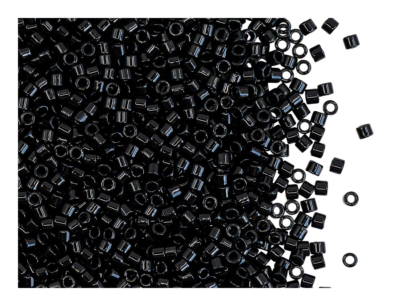 0.35 oz (10g) 10/0 Miyuki Delica, Black, Japanese Seed Beads