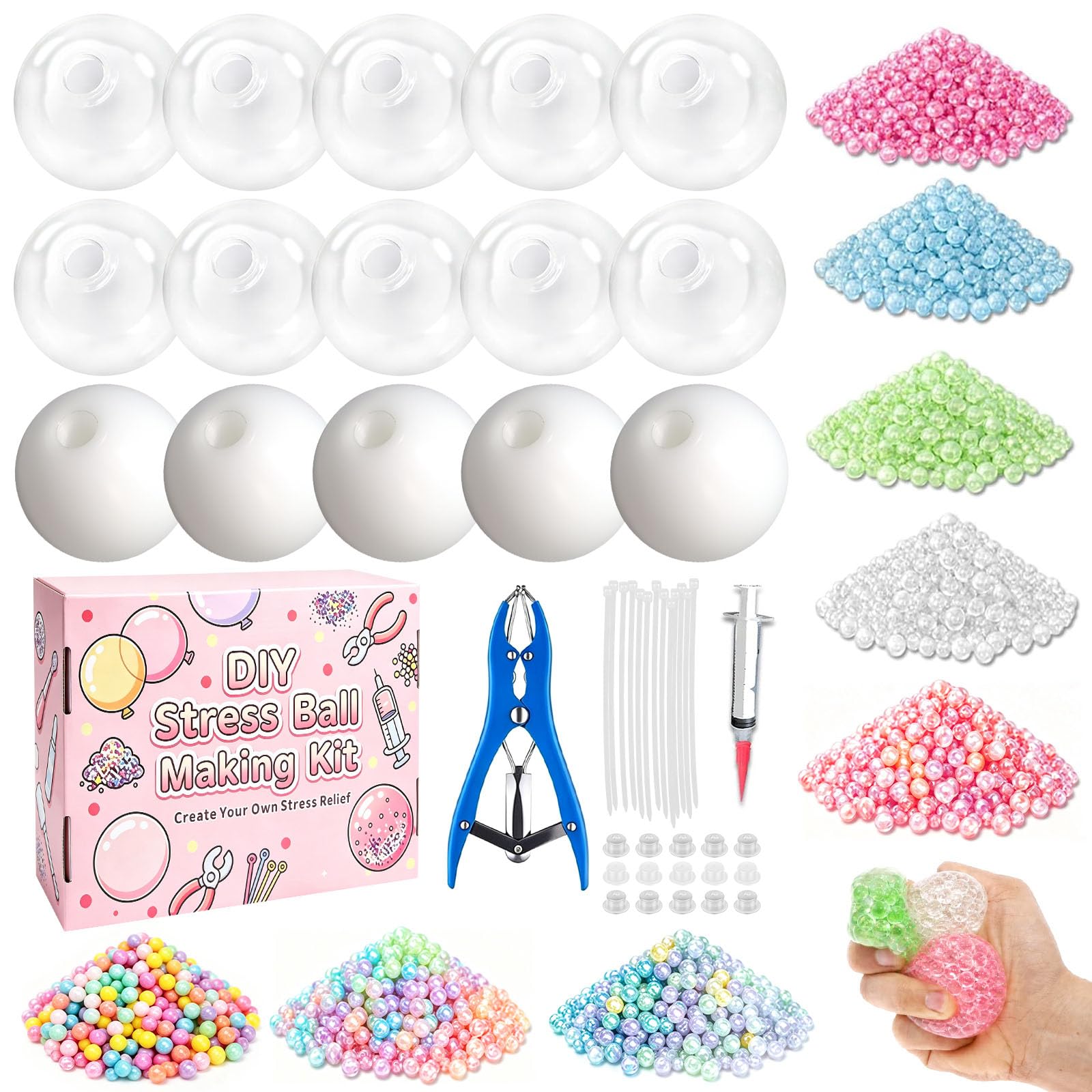 15Pcs Squishy Making Kit 6cm Thickened Silicone Blank Stress Ball Skins