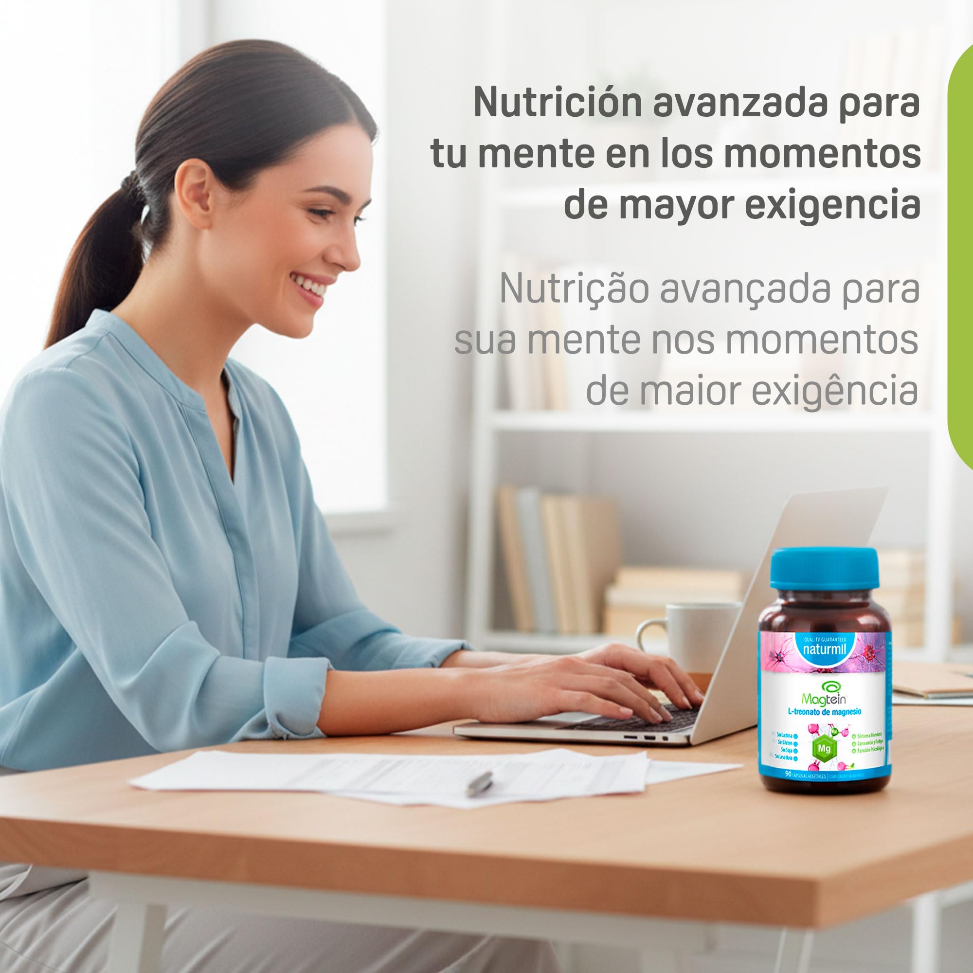 Magtein L-Treonato de Magnesio - Magnesio de Alta Absorción para Sistema Nervioso y Función Psicológica - Ayuda a Reducir Cansancio y Fatiga - 90 Cápsulas Vegetales - Dietmed