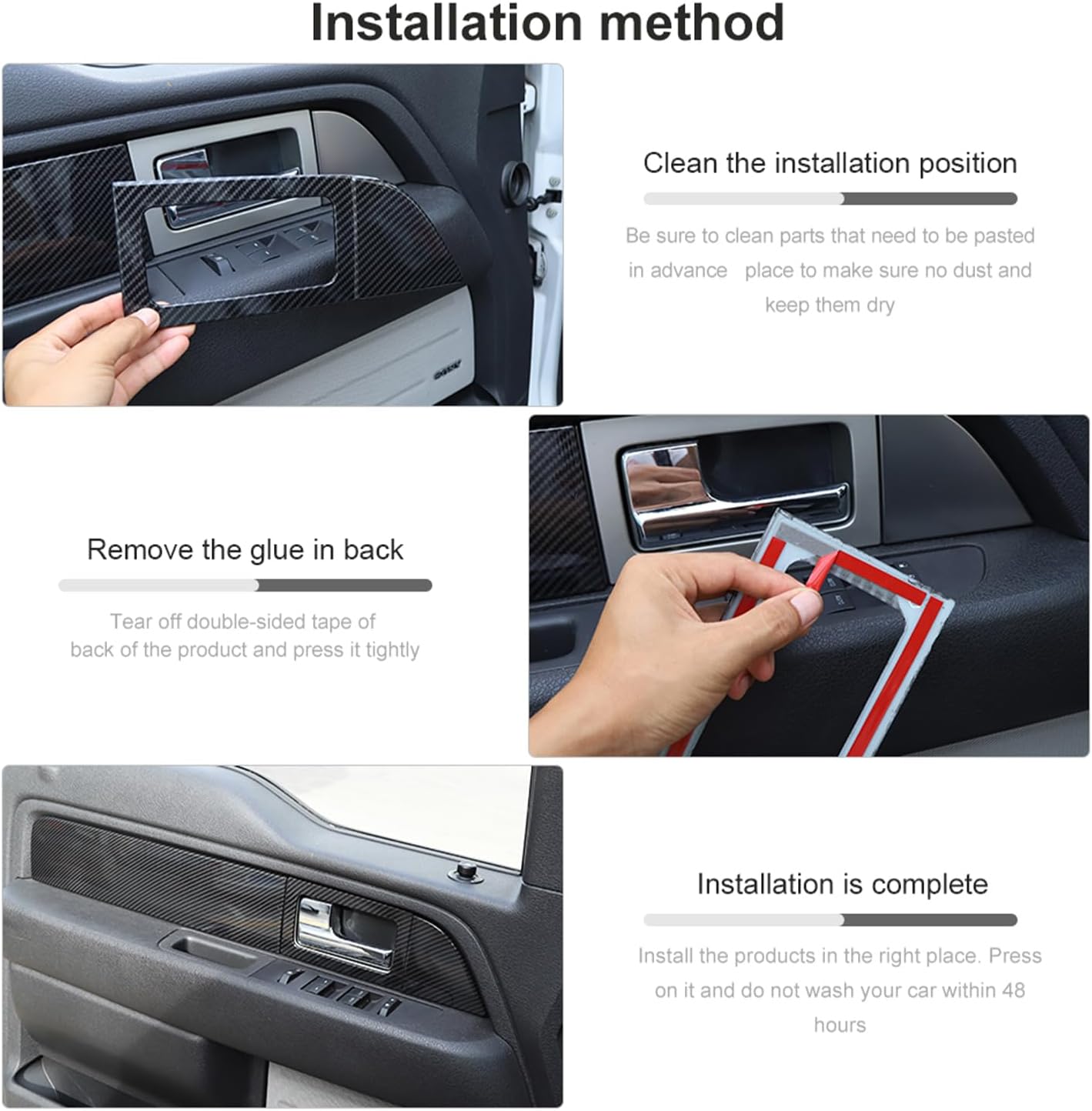 JeCar 8PCS for F150 Interior Trim Door Handle Panel Cover Trim for 2009-2014 Ford F150 Carbon Fiber Interior Accessories