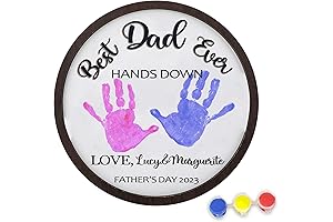 Personalized Best Dad Ever Hands Down Sign with Paint DIY Handprint Sign
