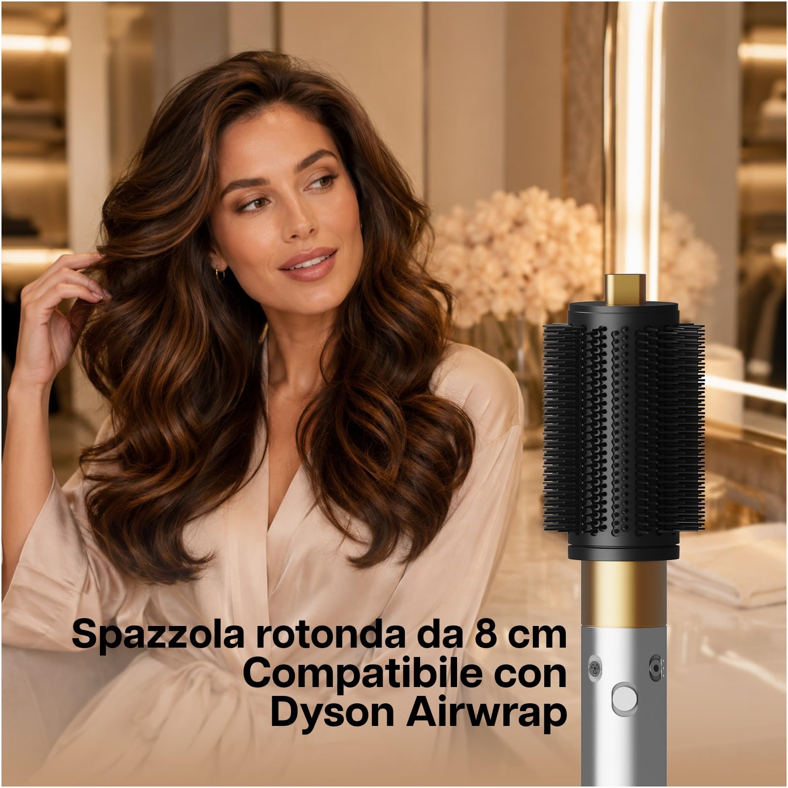 Grande Spazzola Rotonda Extra Large Volumizzante per Dyson Airwrap di MMOBIEL – Spazzola Asciugacapelli para HS01/05/08– Setole Dense, Più Volume & Antistatico – Capelli Lisci e Meno Effetto Crespo