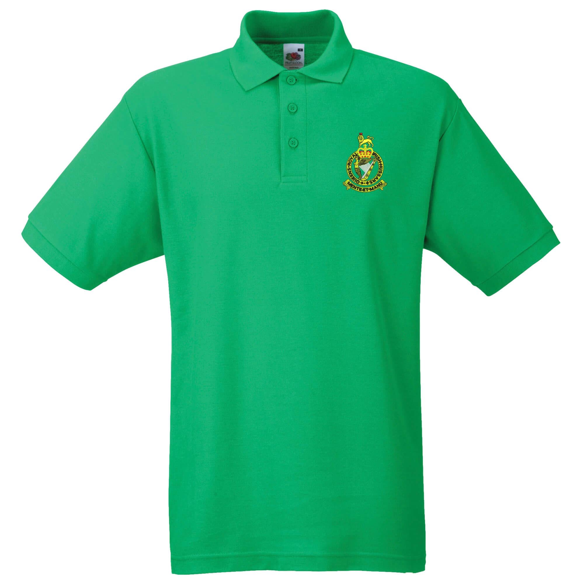 Pineapple Joe's Men's Irish Green Queen's Royal Irish Hussars Embroidered Polo - X Large