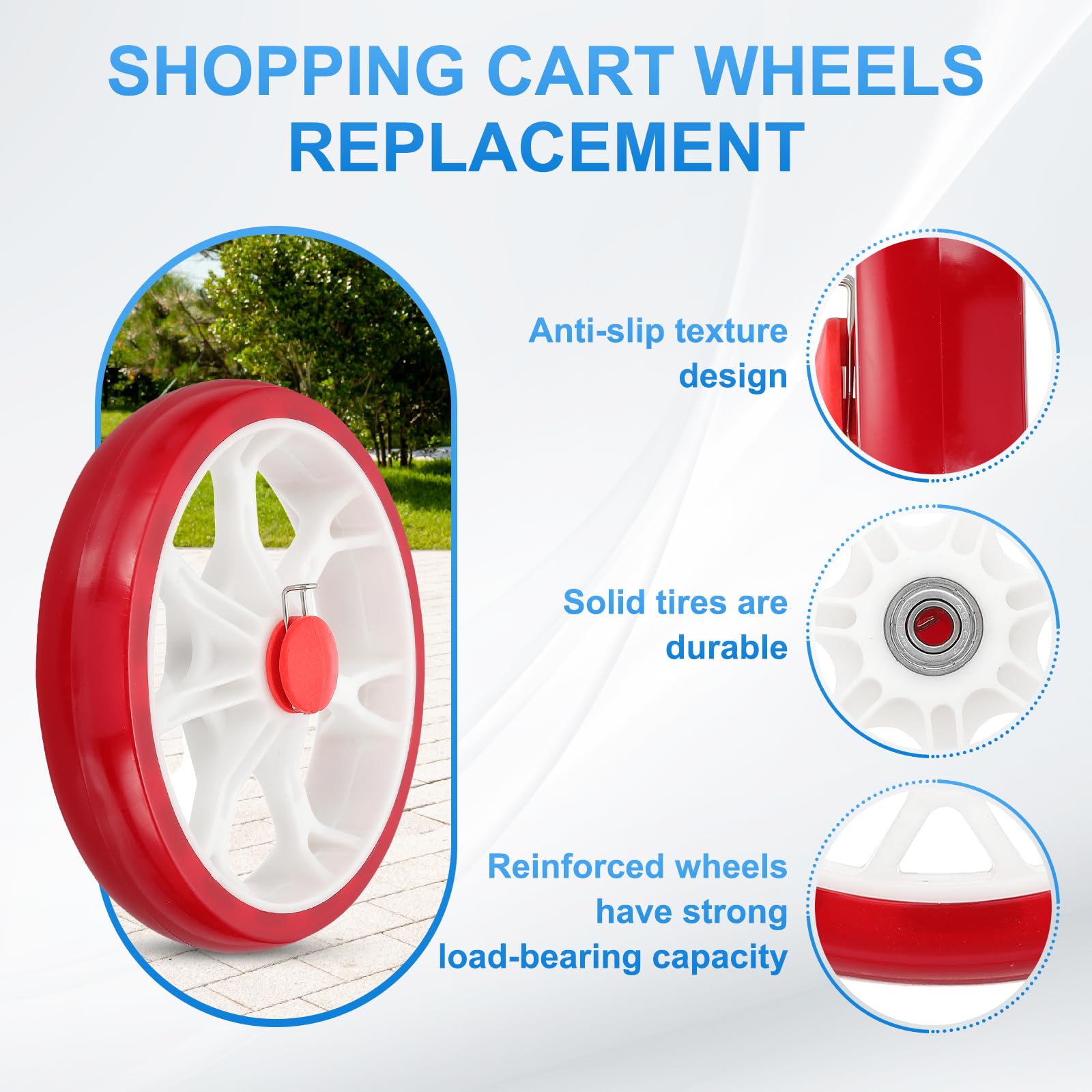QUARKZMAN 6.7 Pollici Diam Ruote Carrello Della Spesa Sostituzione 2 Pezzi Pesante PU Universale Ruota Carrello Riparazione Per Carrelli Spesa Supermercato Bidone Della Spazzatura, Rosso