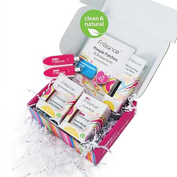 Frilliance Favorites Teen Gift Beauty & Skincare Bundle, Pimple Patches, Clear Lip Gloss, Illuminating Cream & Very Berry Glow Blush, Creaseless Hair Clips, Natural Vegan Hypo-Allergenic Cruelty-Free