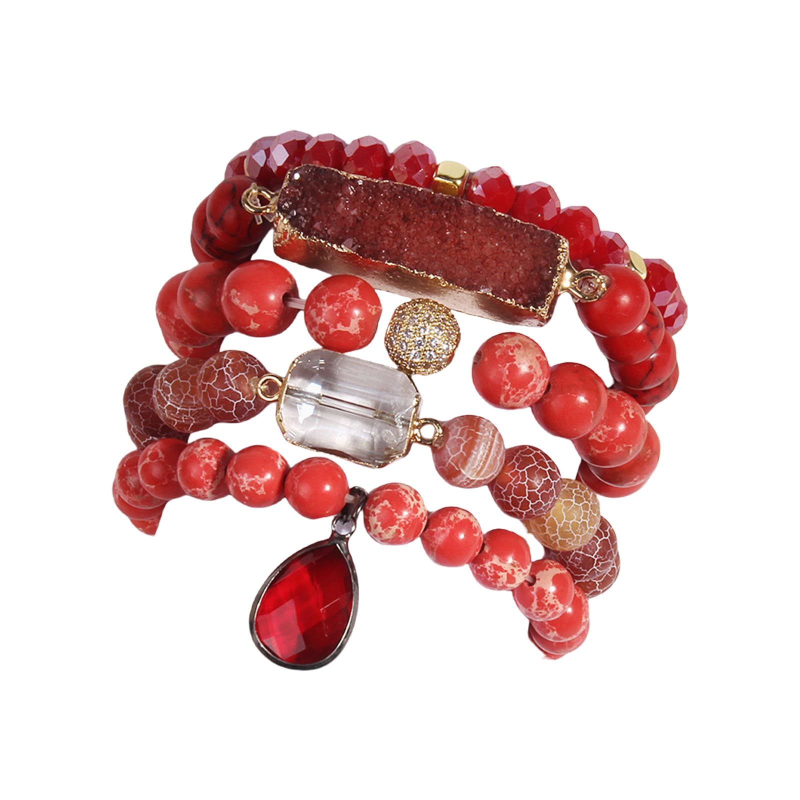 WZGWDC Gioielli Fatti a Mano Bracciale con Perline Fascino Regolabile Pietra Artistica