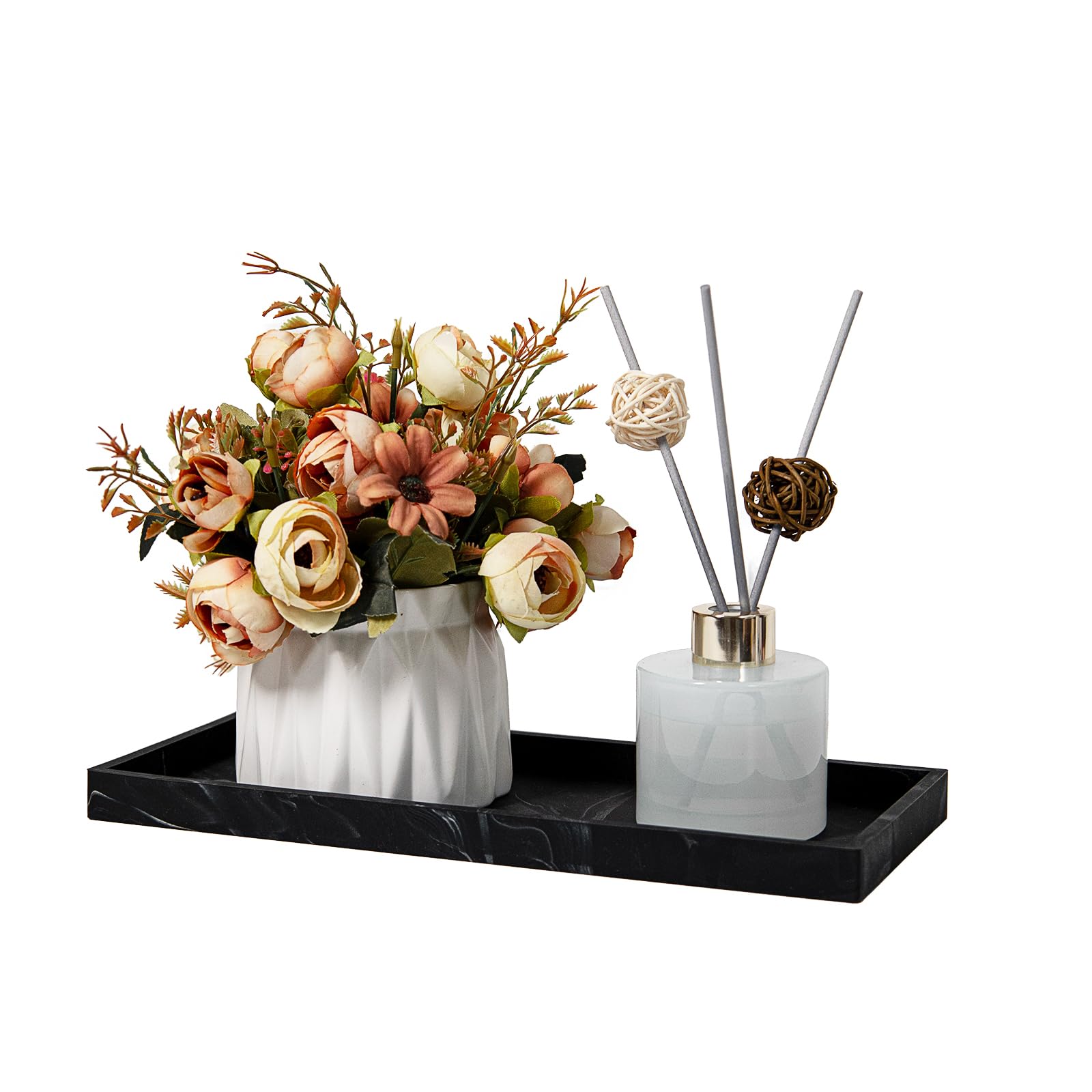 YEMTAL Bathroom Sink Countertop Vanity Organizer Tray, Silicone Kitchen Organizer Soap Tray, Organizer Counter Tray for Jewelry Perfume Cosmetics Keys - Black Silicone Rectangular 11.7”