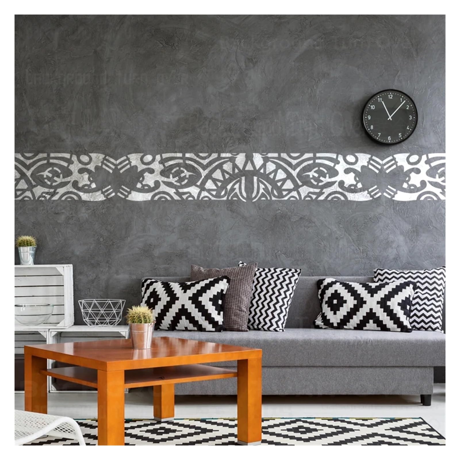 Plantilla de 55 cm - 110 for pintar paredes, decoración pared, plantilla masilla, muebles, borde damasco barroco