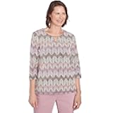 Women's Telluride Chenille Zig Zag Split Neck Top