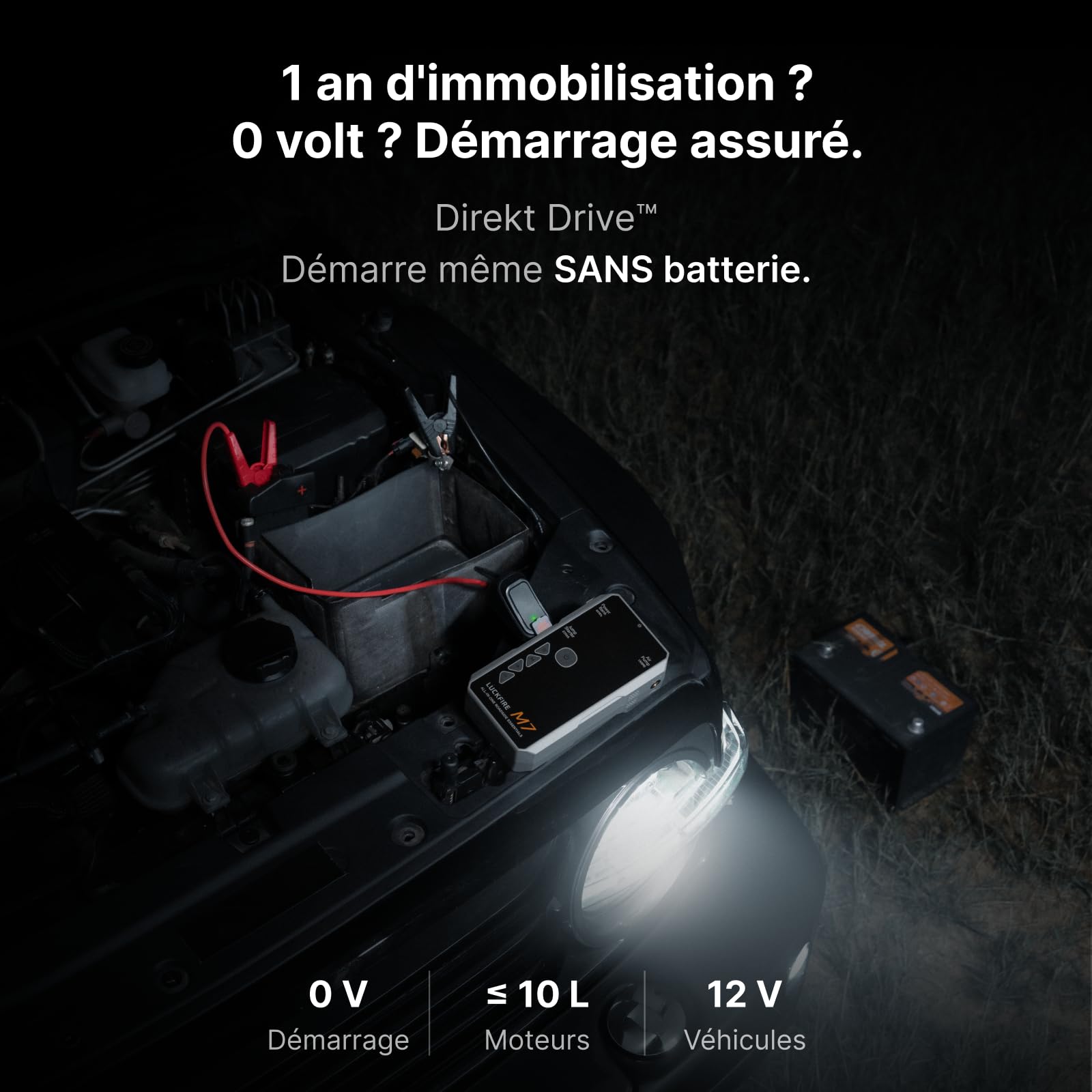 M7 Certifié TÜV Booster Batterie Voiture, SmartIgnition 12V Compresseur à Air Portatif, Gonfleur Pneus Voiture avec Batterie Externe 60Wh, pour Moteurs 10L Essence et 8.5L Diesel