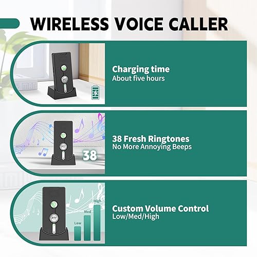 Miniatura 2 de Timbre de puerta inalámbrico, intercomunicación bidireccional con altavoz, alcance de 3280 pies, intercomunicadores de control de volumen para uso