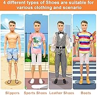 Vista 4 de Ecore Fun 11 artículos 11.5 pulgadas ropa y zapatos para muñeco de niño - 5 conjuntos de ropa casual de moda, 2 trajes de baño, 4 pares de zapatos