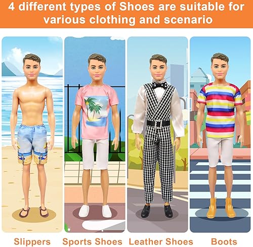 Miniatura 4 de Ecore Fun 11 artículos 11.5 pulgadas niño muñeca ropa y zapatos - 5 conjuntos moda ropa casual ropa traje 2 trajes de baño 4 pares zapatos para 12