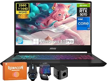 MSI Katana 15HX Gaming Laptop, NVIDIA GeForce RTX 5070 8GB GDDR7 GPU, 14th Gen Intel i7-14650HX, 15.6" 165Hz 2.5K QHD Screen, 16 GB DDR5 RAM, 1 TB SSD, RGB KB, Copilot AI, Win 11 Pro, W/Accessories