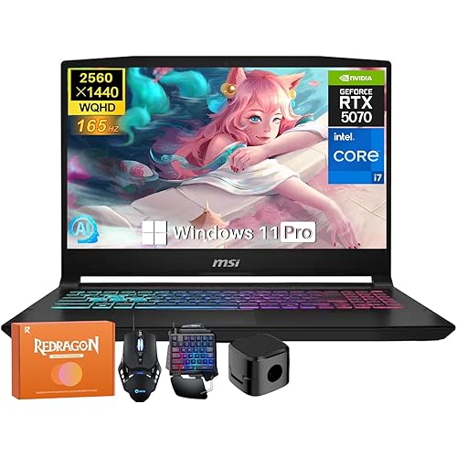 MSI Katana 15HX Gaming Laptop, NVIDIA GeForce RTX 5070 8GB GDDR7 GPU, 14th Gen Intel i7-14650HX, 15.6" 165Hz 2.5K QHD Screen, 16 GB DDR5 RAM, 1 TB SSD, RGB KB, Copilot AI, Win 11 Pro, W/Accessories