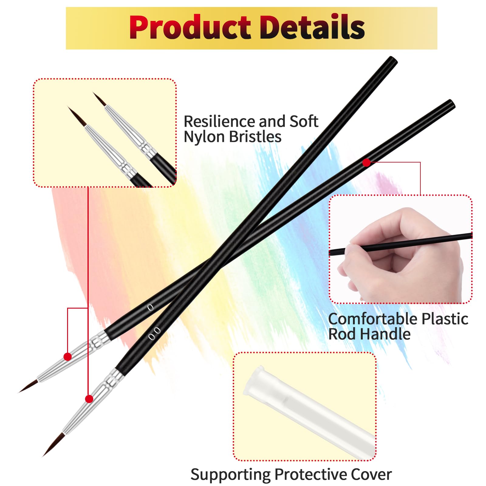 Pinceles pequeños para manualidades, 30 pinceles de pintura de detalles negros, pinceles de pintura en miniatura para acuarela, pintura acrílica, pintura facial, juego de pinceles de pintura