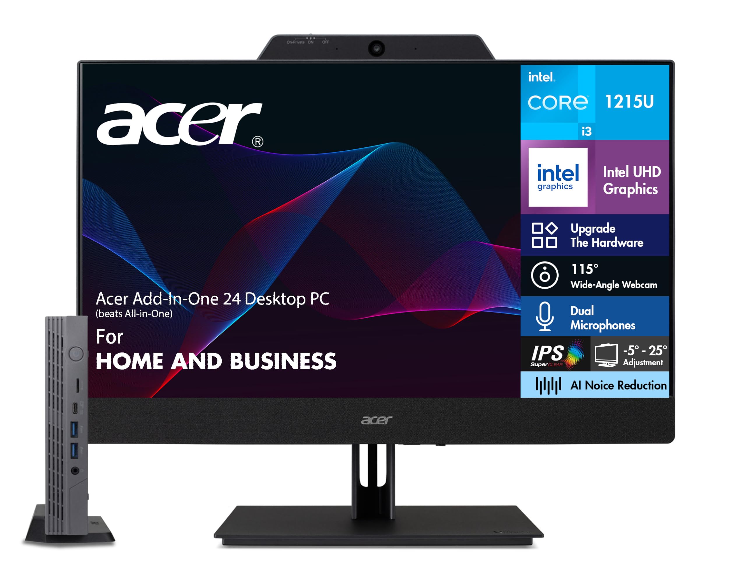 Acer Add-in-One 24 Desktop PC (Beats All-in-One) for Home and Business, Includes 24" FHD IPS Monitor with Speakers/Microphone/Webcam, and Chromebox