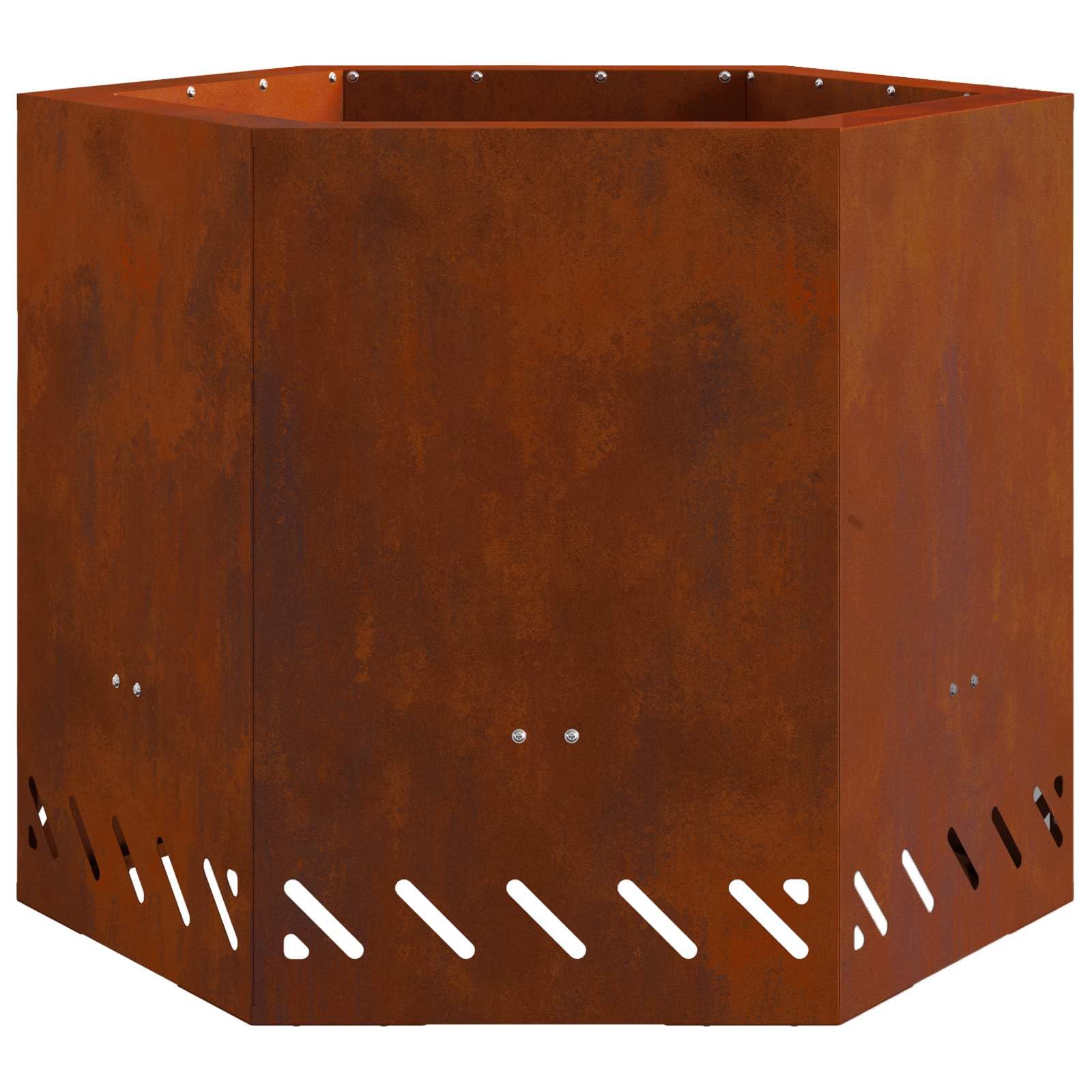Brasero de acero resistente a la intemperie marrón 58 x 58 x 51 cm, hoguera moderna para jardín, terraza, exterior con suministro de aire eficiente y llama limpia