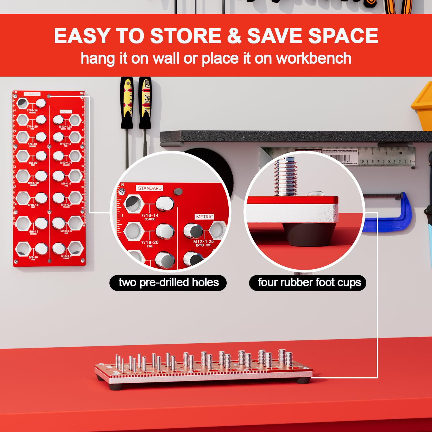 38 Nut and Bolt Thread Checker Standard and Metric Board,Nut and Bolt Gauge Measuring Tool