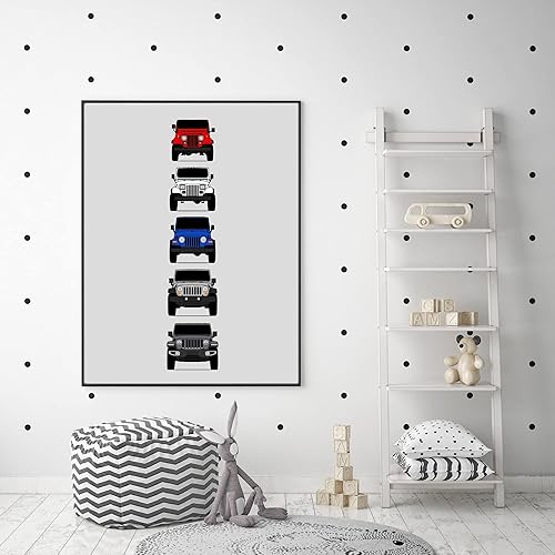 Miniatura 6 de Jeep Wrangler Generations Inspired Car Poster - Handmade Print of CJ, YJ, TJ, JK, JL - American, 17x22" Metallic Print (Unframed) - Perfect Gift for