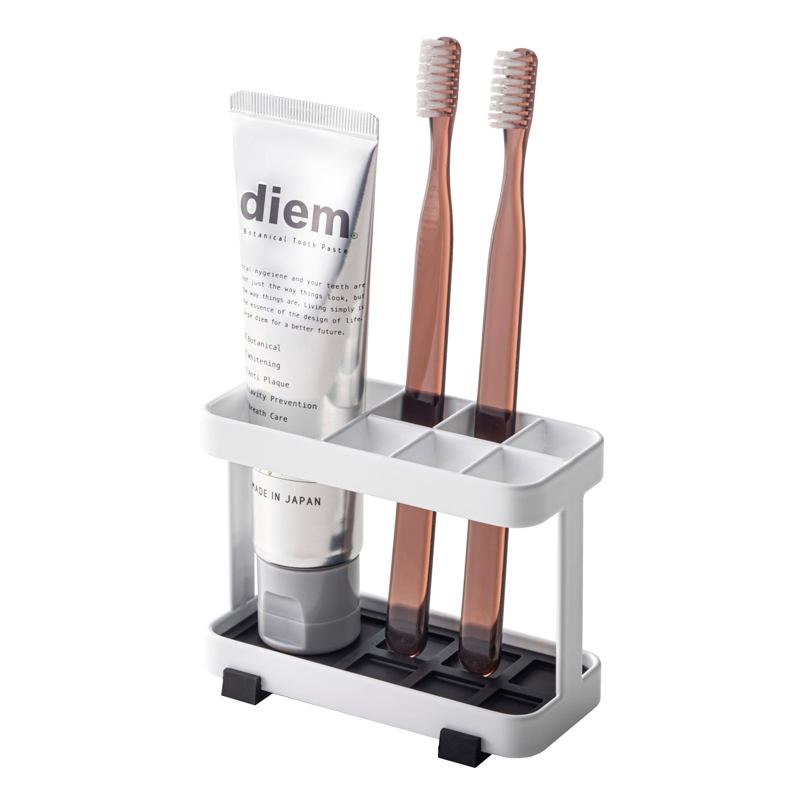 Yamazaki 6802 TOWER Toothbrush Stand Wide, white, Steel, Minimalist, 11 x 5 x 8 cm