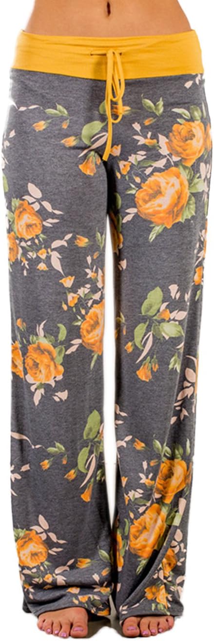 Women's Casual Floral Wide Leg Pajama Lounge Pants
