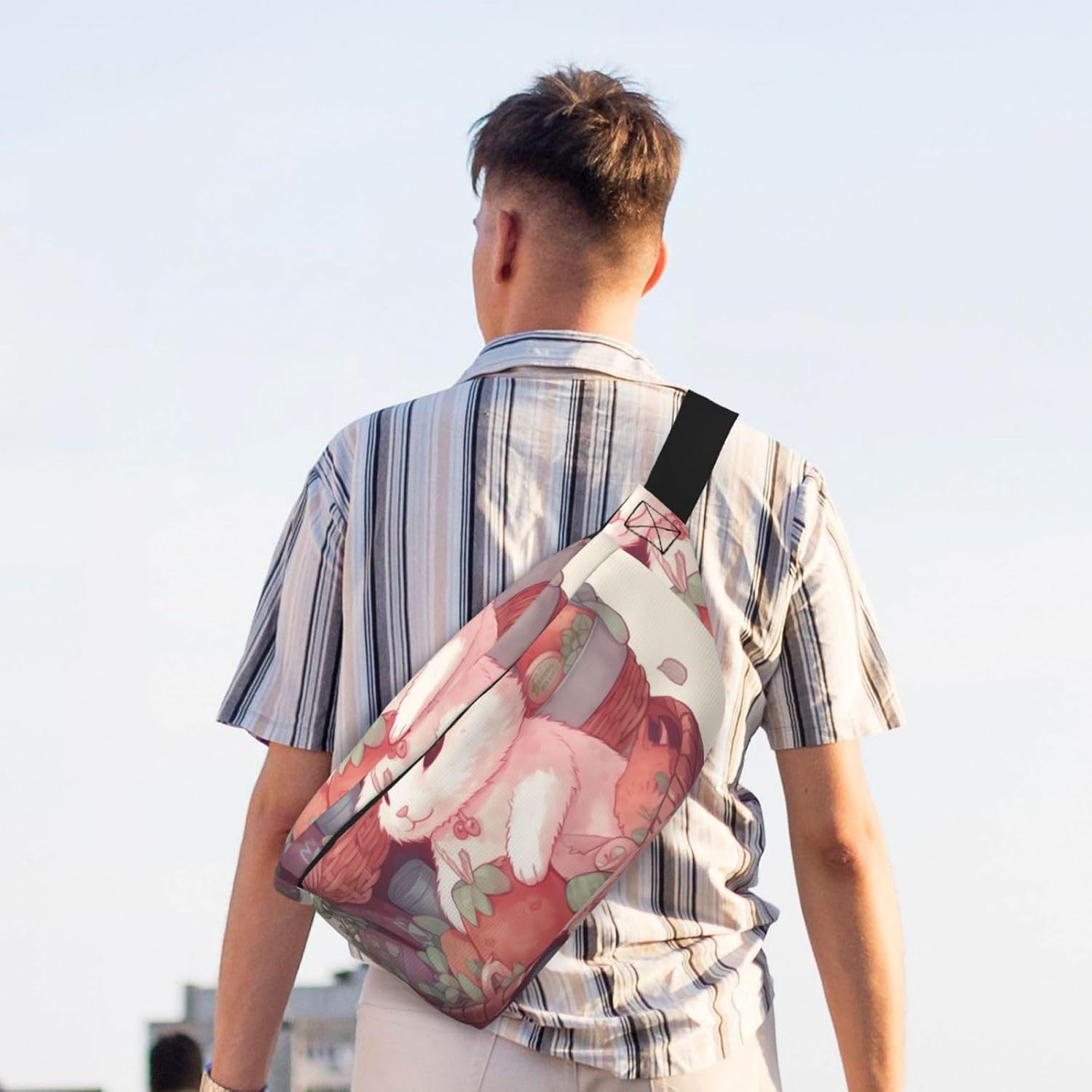 Fanny Pack for Men Women Rabbit Sitting in Basket Belt Bag with Adjustable Strap Fashion Waist Bag Waist Pack for Travel