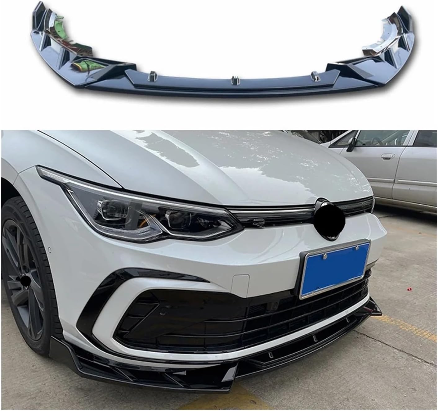 フォルクスワーゲン VW ゴルフ 8 MK8 GTI R ClubSport 2020-2024 フロントバンパーリップスポイラース VW ゴルフ 8  MK8 Ⅷ R GTI GTD GTE 2019 から 2022 フロントバンパーリップディフューザースプリッター フロントバンパーリップ 用 VW  用 ゴルフ 8 用 プロ 2021 2019-2022 VW Golf 8 MK8 R GTI GTD GTE フロントバンパーリップディフューザースプリッターボディに