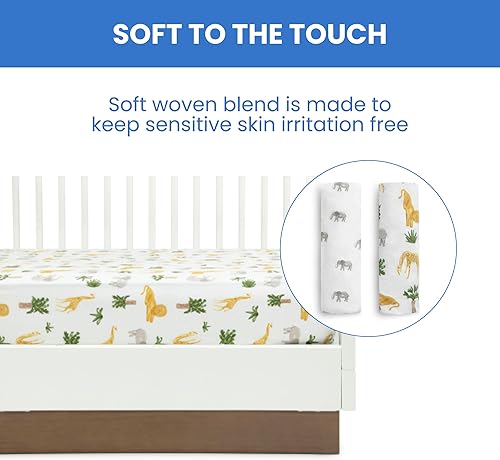 Miniatura 12 de Delta Children Simmons - Sábanas bajeras de doble cara para cuna y niños pequeños (2 unidades), diseño de amigos de safari (paquete de 2)