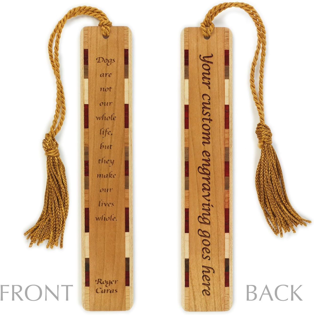 Personalized Dog Quote Roger Caras Dogs Make Our Lives Whole Engraved Wooden Bookmark - Made in USA