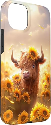 Miniatura 21 de Funda para iPhone 12 mini con diseño de vaca escocesa de las tierras altas y girasoles