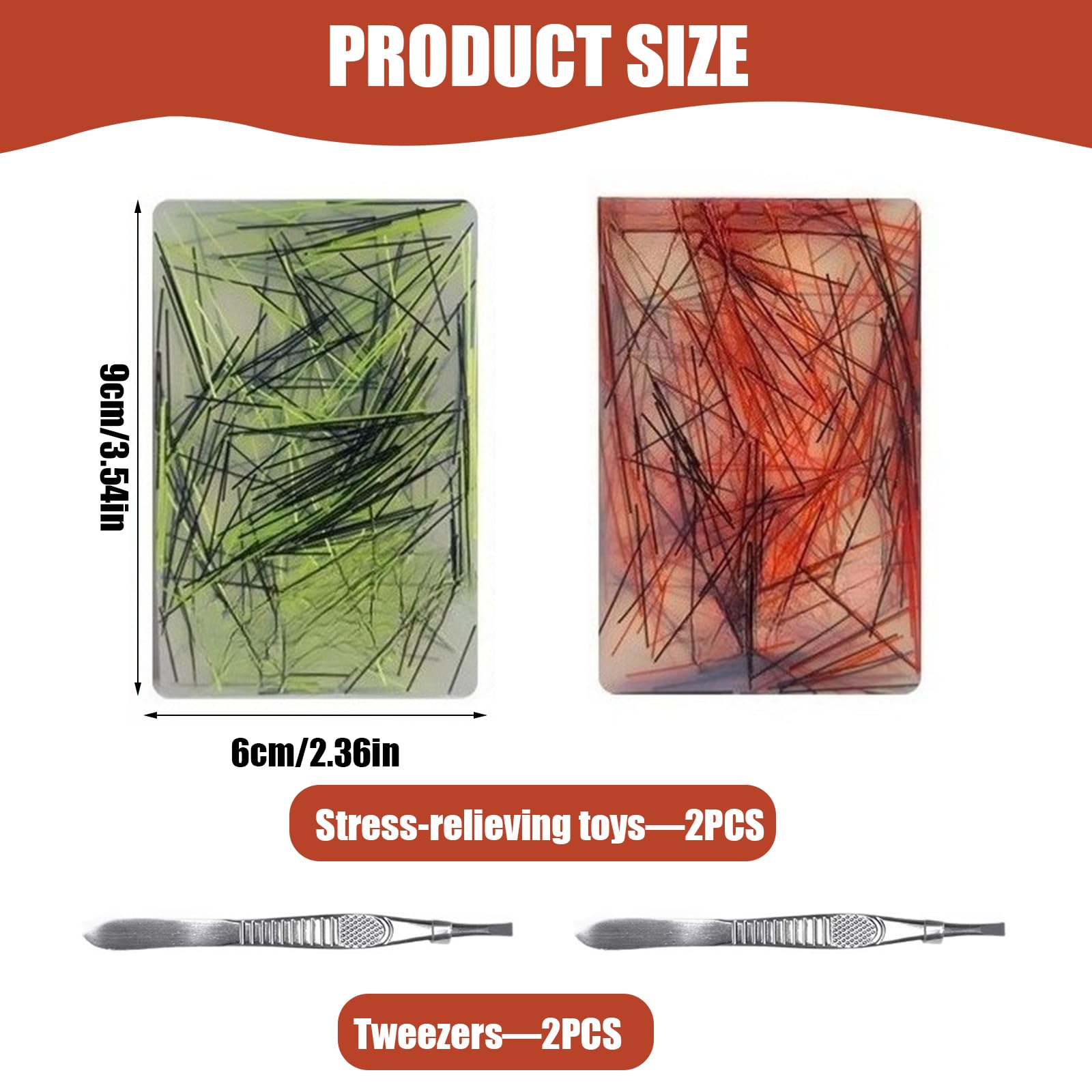 2Pcs Picky Pad Skin Picking Fidget Toys for Stress Relief Reusable Picky Pad Kit with 2 Stainless Steel Tweezers Realistic Texture Fidgets for Adults & Kids to Improve Focus and Calm - Image 2