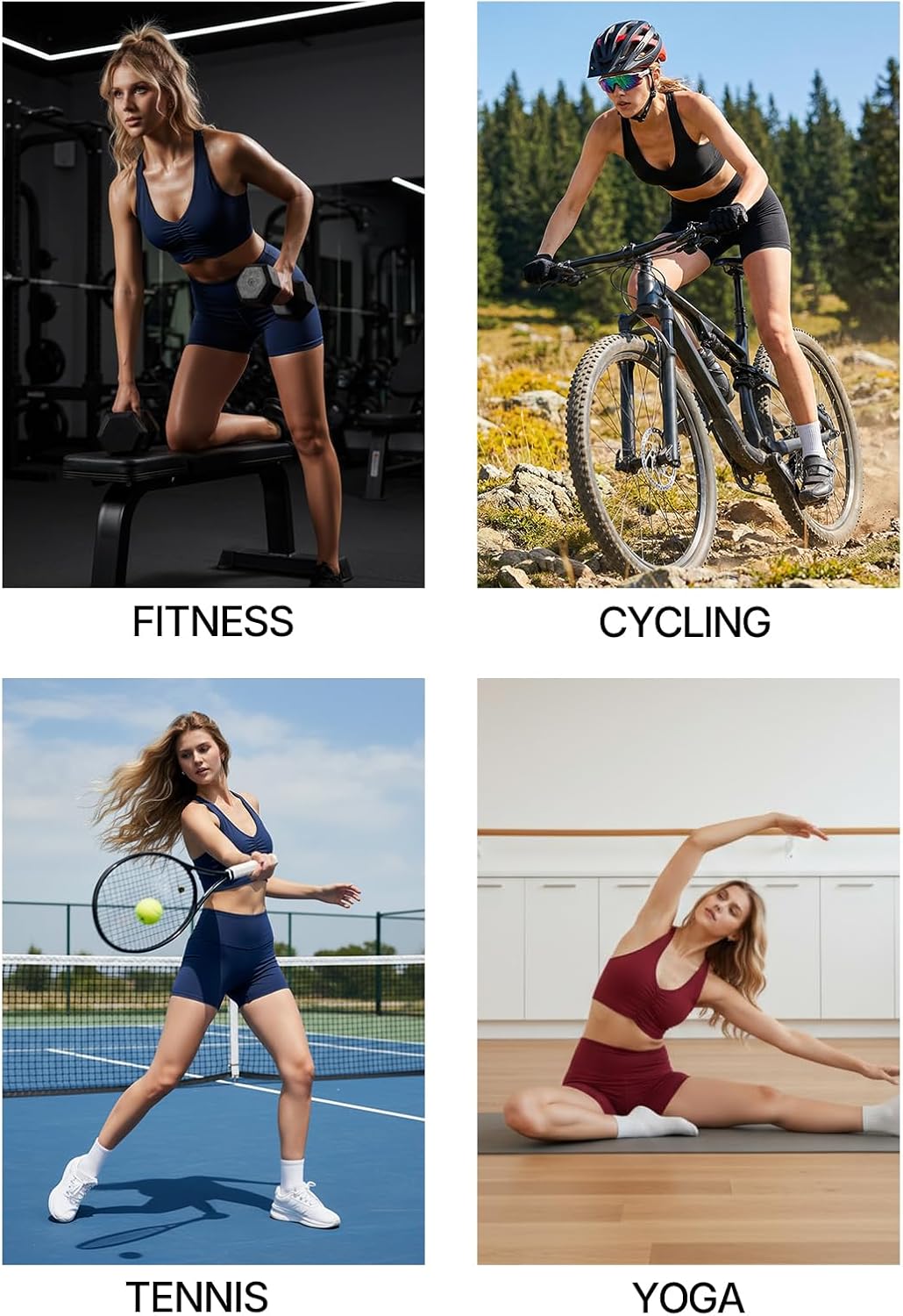 Women's 2 Piece Workout Set Ruched Longline Sports Bra & High Waisted Leggings with Pocket Removable Pads Yoga Pilates Outfit - Image 6