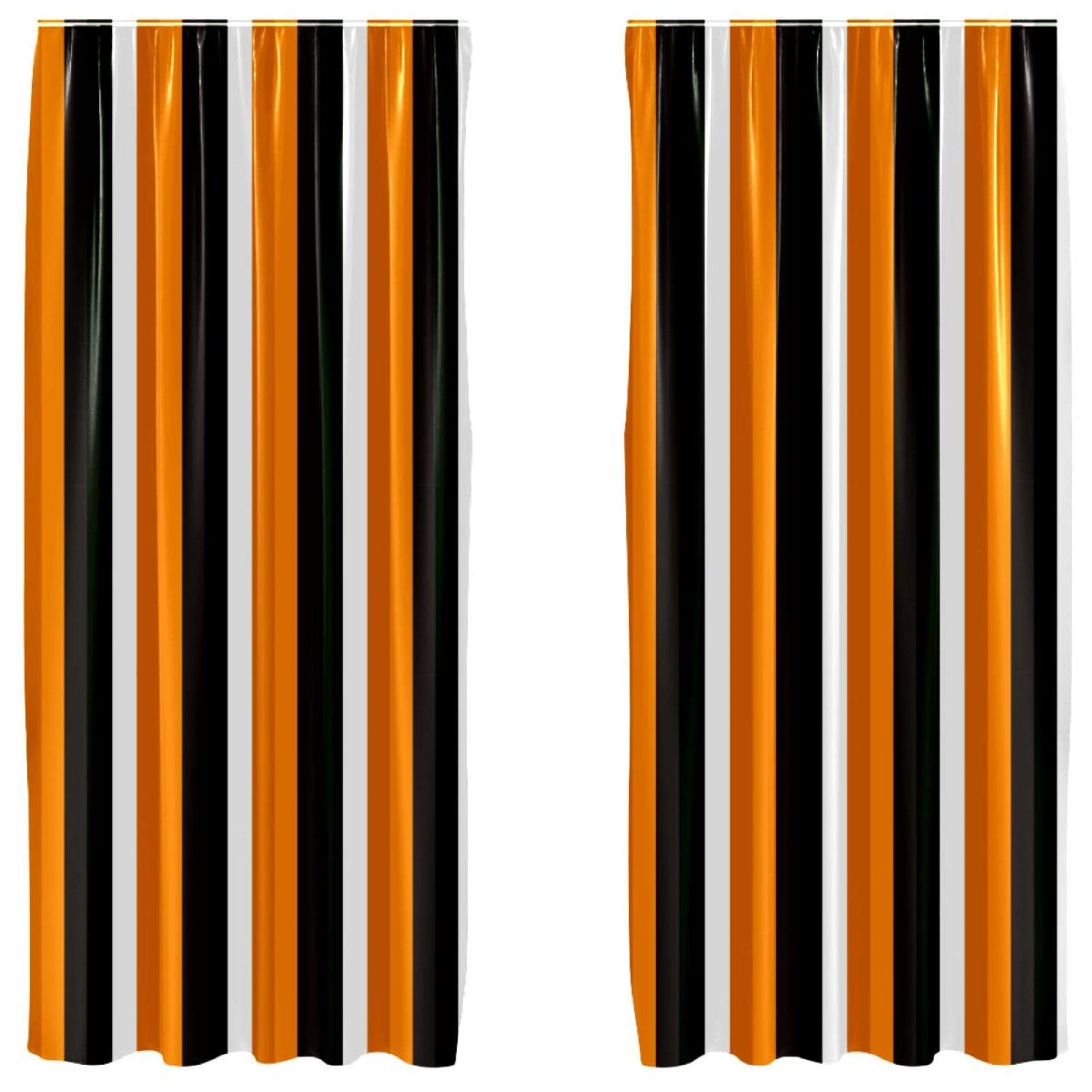 Cortinas de Halloween de rayas de calabaza (2 piezas), el accesorio ideal para tus fiestas