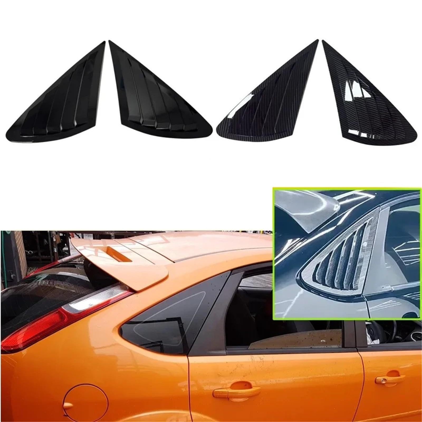 Auto FensterläDen Heckscheiben-Rollo Für Ford Für Focus MK2 Fließheck 2005-2011 Auto Hinten Seite Fenster Lamellen Set Sonnenschutz Windschutzscheibe Abdeckung(Black)