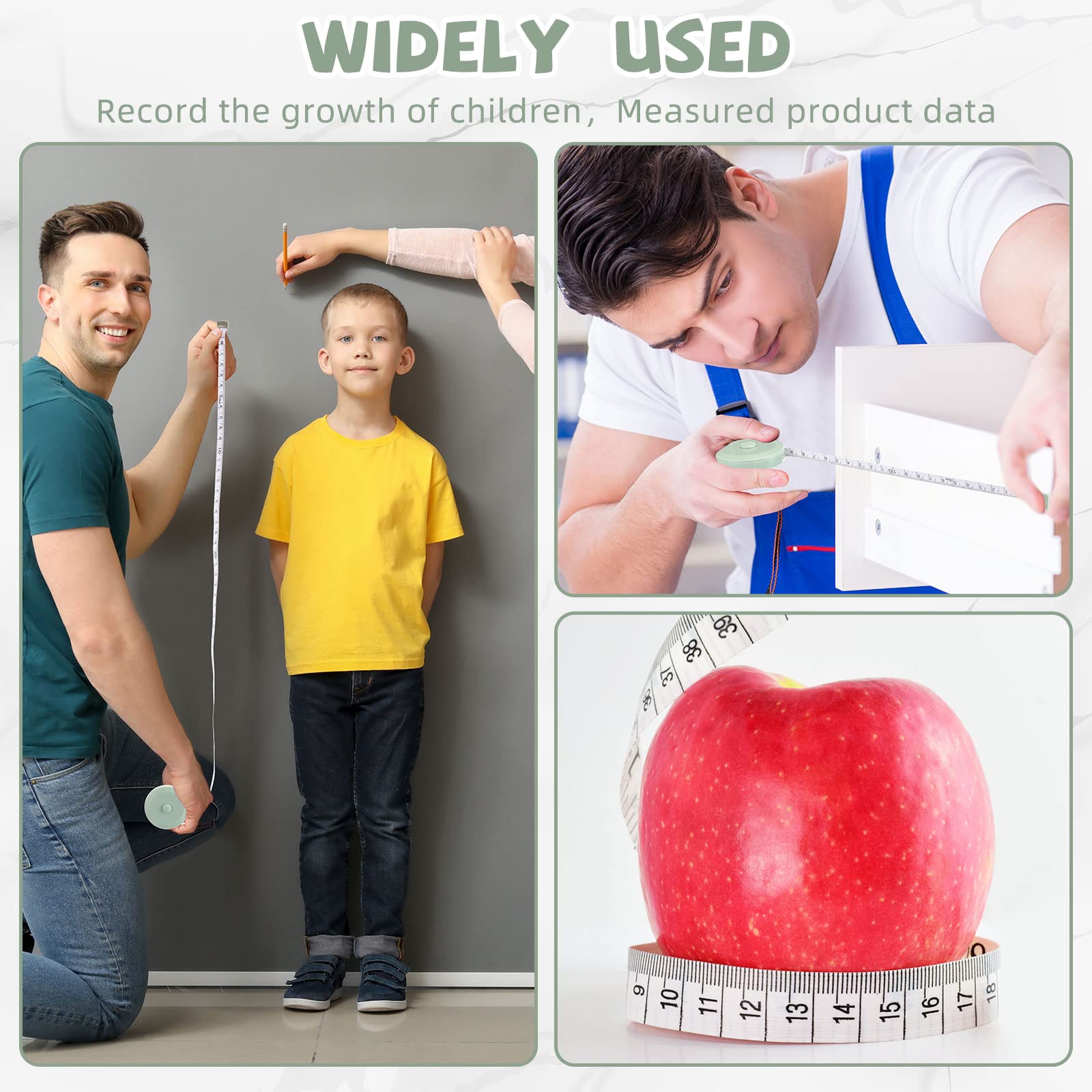 Kigeli 100 cintas métricas retráctiles de 60 pulgadas, cinta métrica suave, pequeña, mini cinta métrica de tela de costura, cinta métrica de tela de bolsillo flexible, cinta digital para el cuerpo