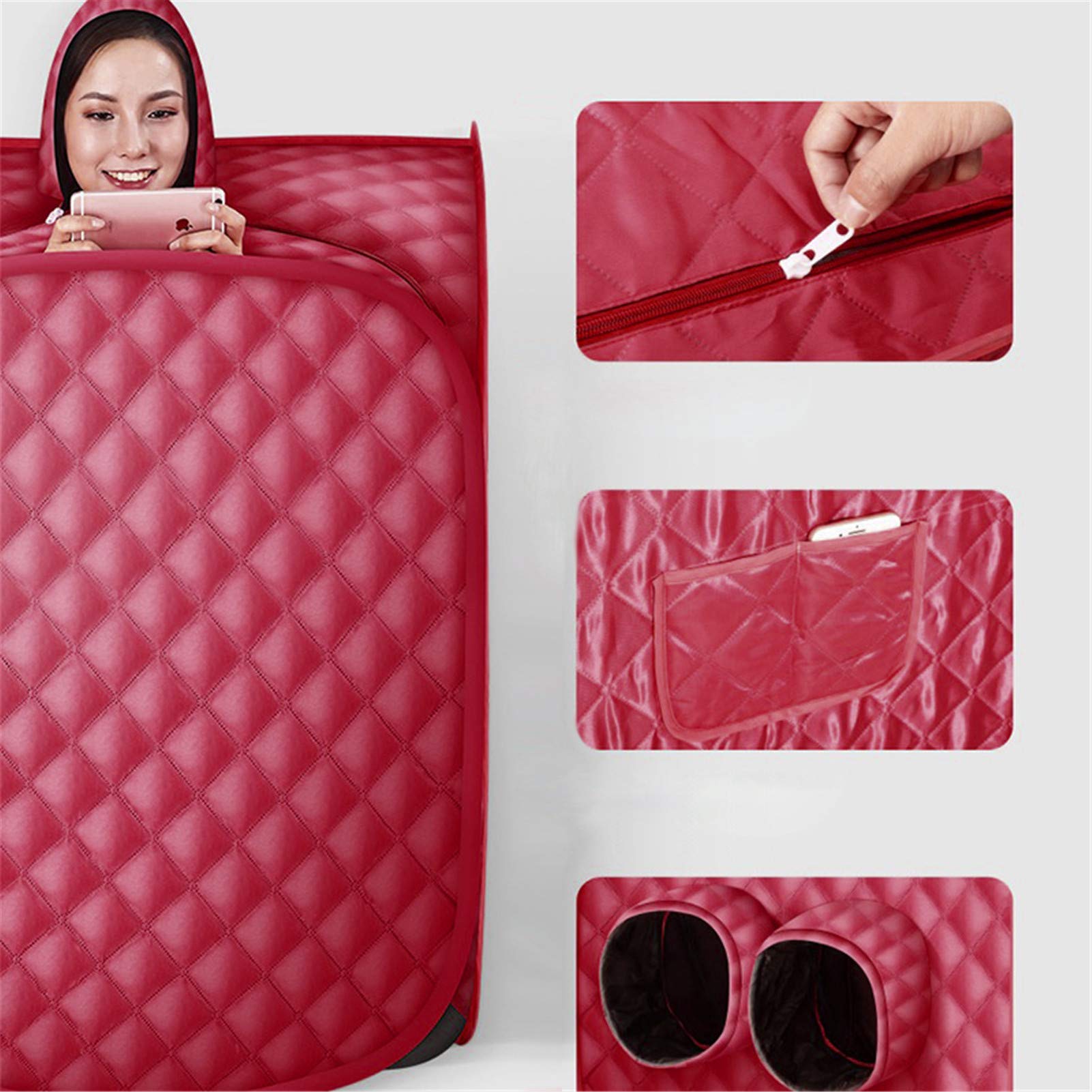Sauna Box - Sauna plegable portátil de vapor para balneario personal desintoxicar perder peso 100 x 80 x 80 cm (doble persona, rojo)