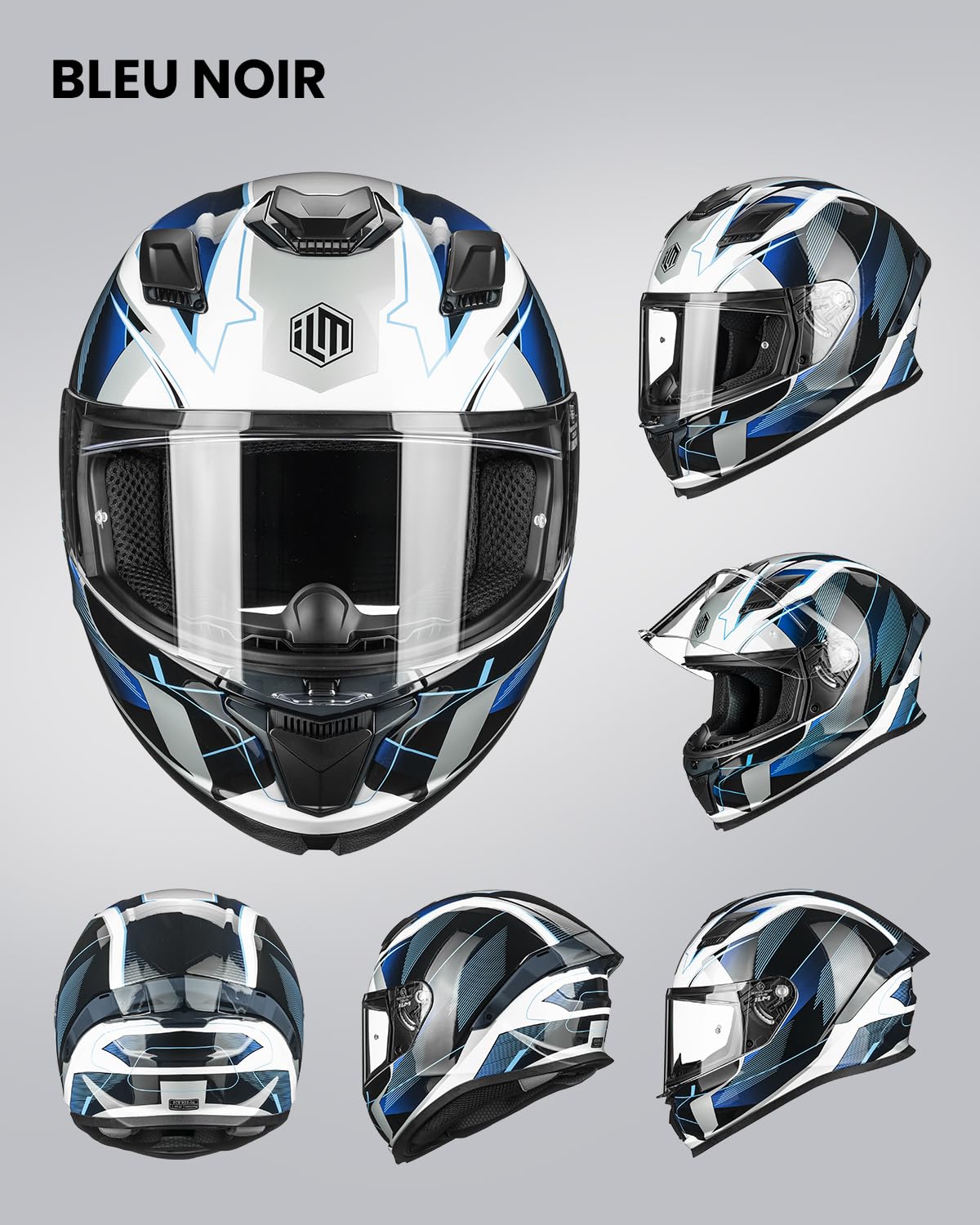 ILM Casque Integral Moto Homme et Femme Homologué ECE 22.06 Full Face pour Adulte avec Visière Compatible Pinlock Modèle F607