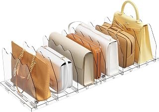 SPACEKEEPER Adjustable Clear Shelf Dividers for Closet - Acrylic Purse Handbag Organizers, Bookshelf Separators Bedroom Office Kitchen