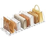 SPACEKEEPER Adjustable Shelf Divider for Closet, Clear Purse Organizers for Closet Acrylic Handbag Separators Storage Organizer Bookshelf Separator Dividers in Bedroom, Office