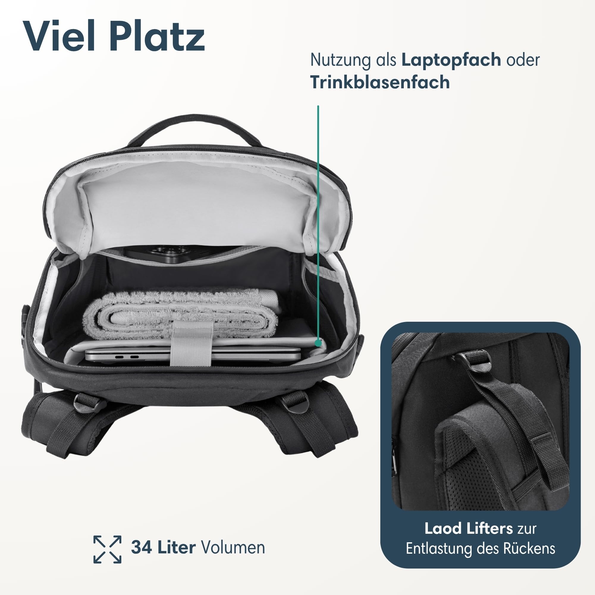 LARKSON Wanderrucksack Damen & Herren - Klint Large - Trekkingrucksack 30L - Wandern, Trekking, Camping, Klettern - Tagesrucksack mit Hüftgurt & Mesh-Polsterung