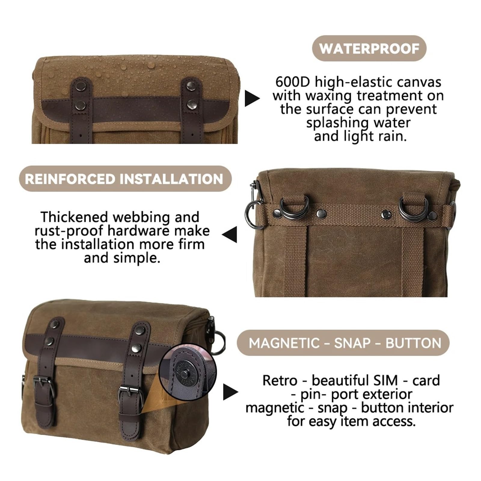 Borsa Moto Impermeabile Strumento Impermeabile Retrò Per Sella Con Borse Da Viaggio Per Bagagli Da Moto Universali Interne Rimovibili