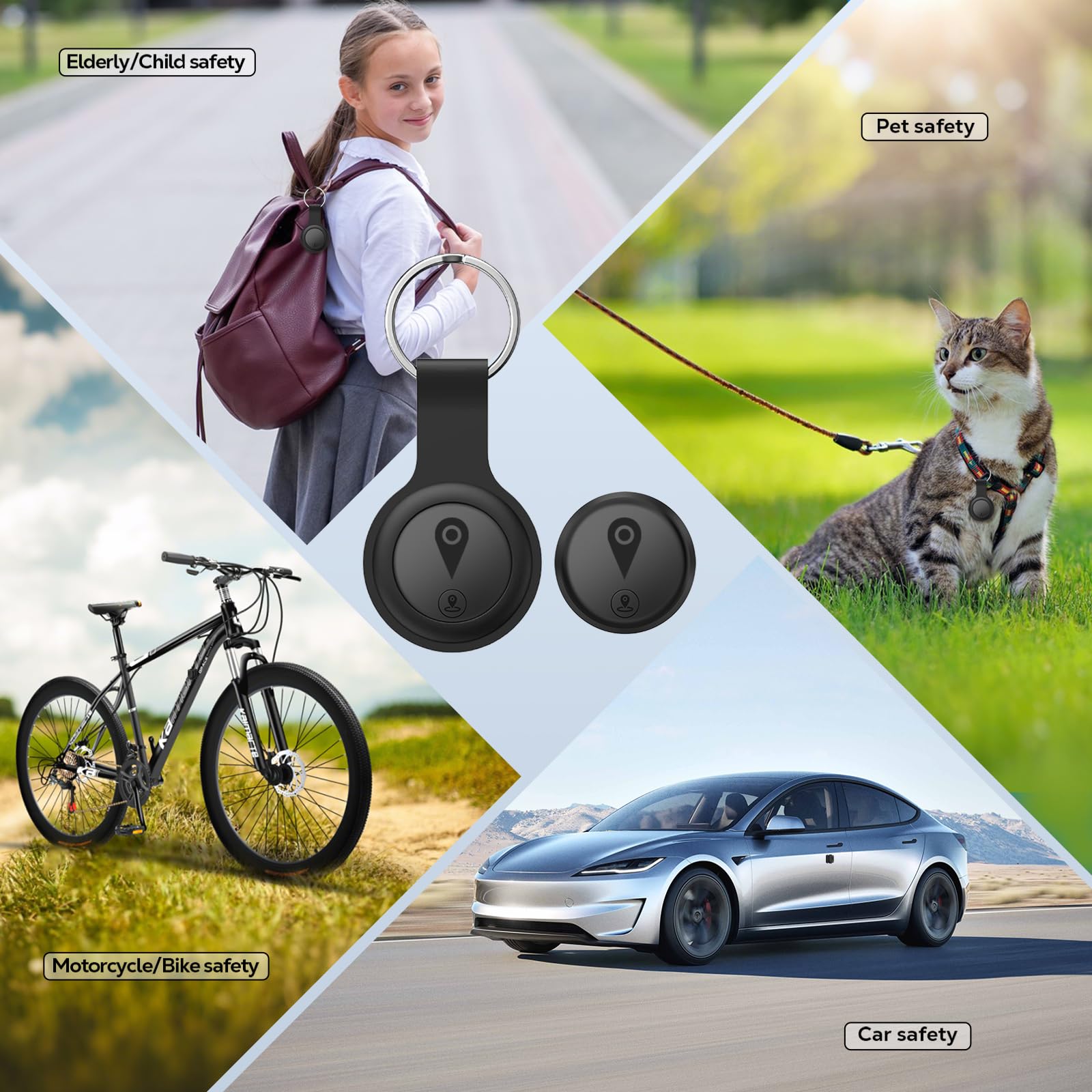 Localizzatore GPS per Auto,Confezione da 2 Localizzatori GPS per Veicoli,Mini Tracker GPS Portatile Compatibile con l’App Dov’è di iOS (Solo iOS),Senza Abbonamento Mensile né Scheda SIM Richiesta-Nero