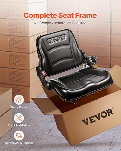 Vista 33 de VEVOR Asiento universal de carretilla elevadora, asiento de tractor plegable con respaldo de ángulo ajustable y micro interruptor, 6.3-13.4