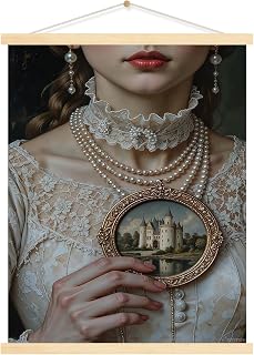 FZDTBHI Victorian Gothic Wall Art Moody Dark Preppy Painting Vintage Feminine Dark Magic Mirror Horror Ghost Bride Decor Living Room Bedroom Home Wall Decor 12x16inch Framed
