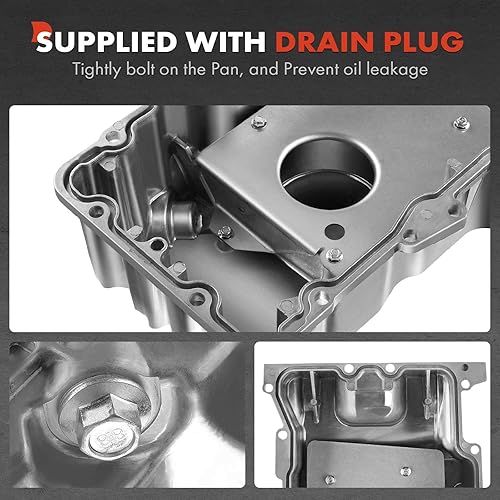 Miniatura 6 de A-Premium Cárter inferior de aceite de motor con tapón de drenaje compatible con Ford Escape 2009-2012, Fusion 2006-2012, Lincoln Zephyr 2006-2006,