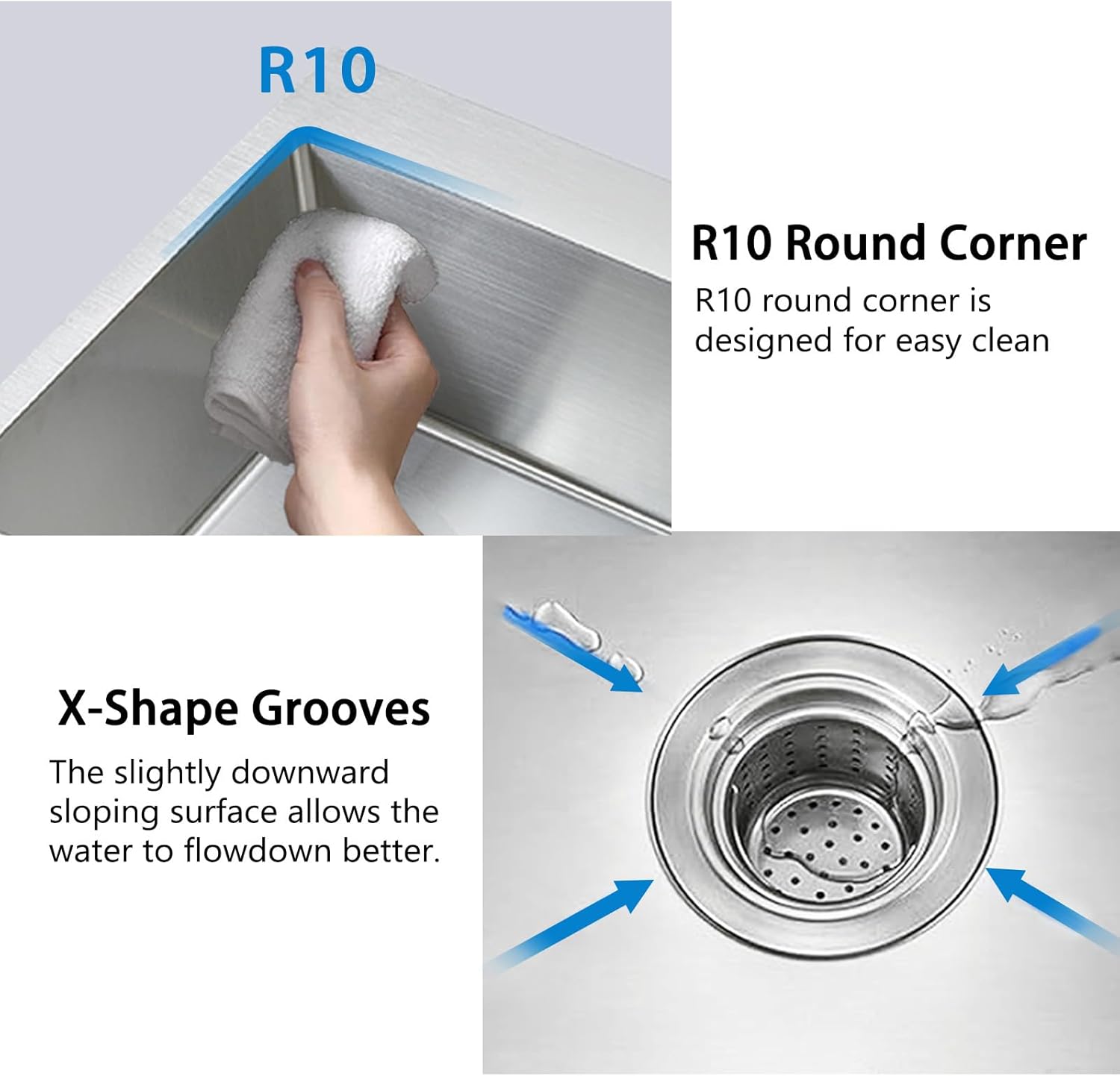 HOTIS 24 x 18 Inch Drop In Kitchen Sink, Overmount 304 Stainless Steel RV Laundry Utility Sink, Topmount Extra-thick 16 Gauge Brushed Nickel Single Bowl Sink with Dish Grid & Drain